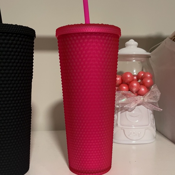 NEW STARBUCKS PINK STUDDED TUMBLER & BLACK STUDDED TUMBLER 24 OZ VENTI - Picture 4 of 6